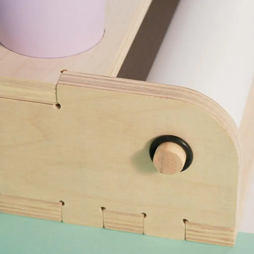 Desktop Roll Paper Holder ，Wooden Paper Dispenserwith Pen Holder ，for School Home Desktop Roll Organizer Tabletop