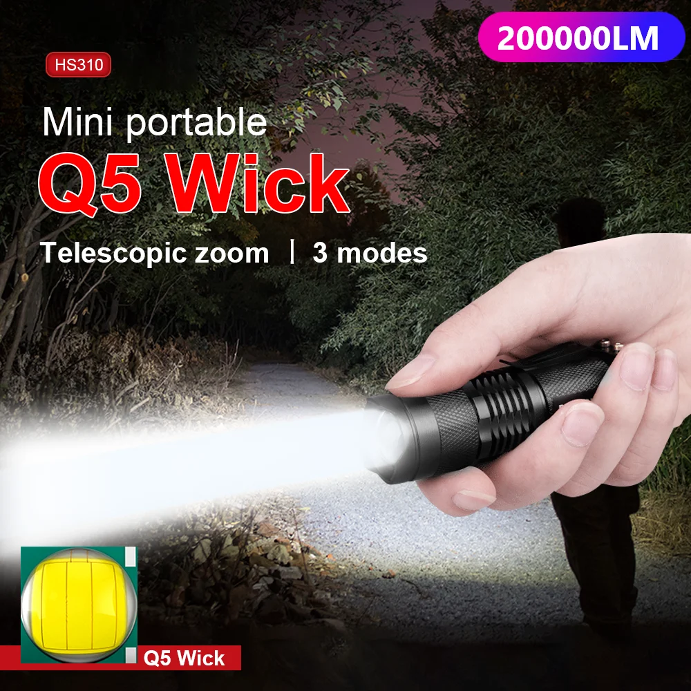 3500LM CREE-Q5 LED Flashlight Zoomable Torch Super Bright Lamp CampingWaterproof 