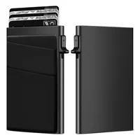 Tarjetero de bloqueo antirrobo para hombre, billetera minimalista delgada, funda de Metal RFID, bolsa de dinero, monedero de viaje