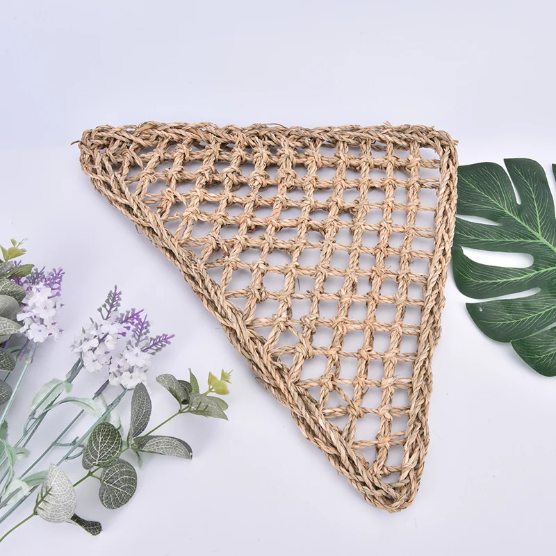 Hand-knitting Seaweed Pad Washable Pet Cushion Bird Ladder Stand Toy Lizard Crawling Shelf Lounger Hammock Small Pet Bed Mat 1x parrot toy,bird toy,bird cage accessories,bird perch stand