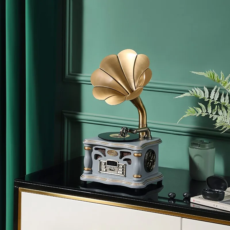 ASHATA Mini Bluetooth Speaker - Vintage Phonograph Style With Surround Sound & Card Plugin Support
