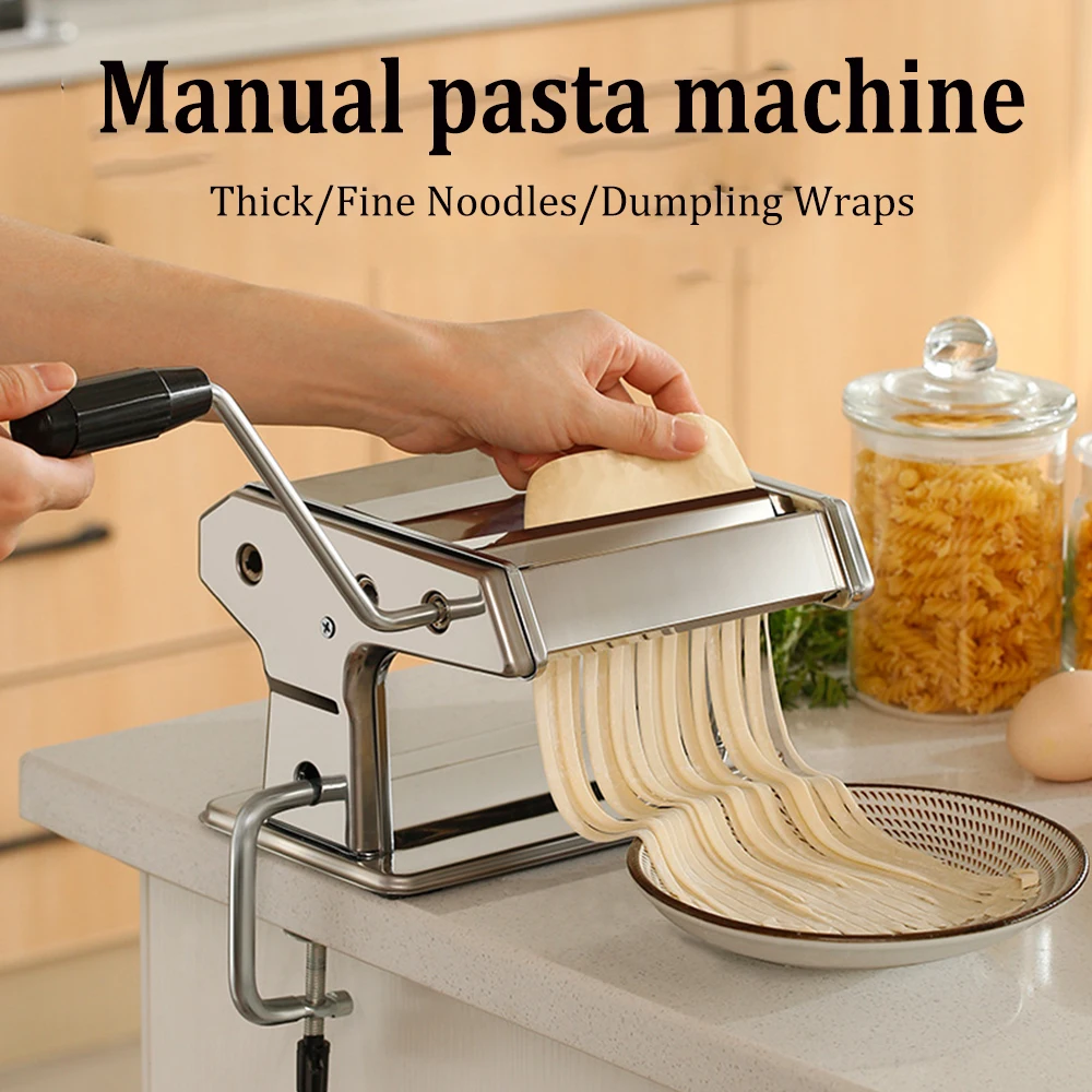 

Pasta Maker Machine Manual Hand Press With 6 Gear Adjustable Thickness Settings Stainless Steel Rolling Noodles Maker Machine