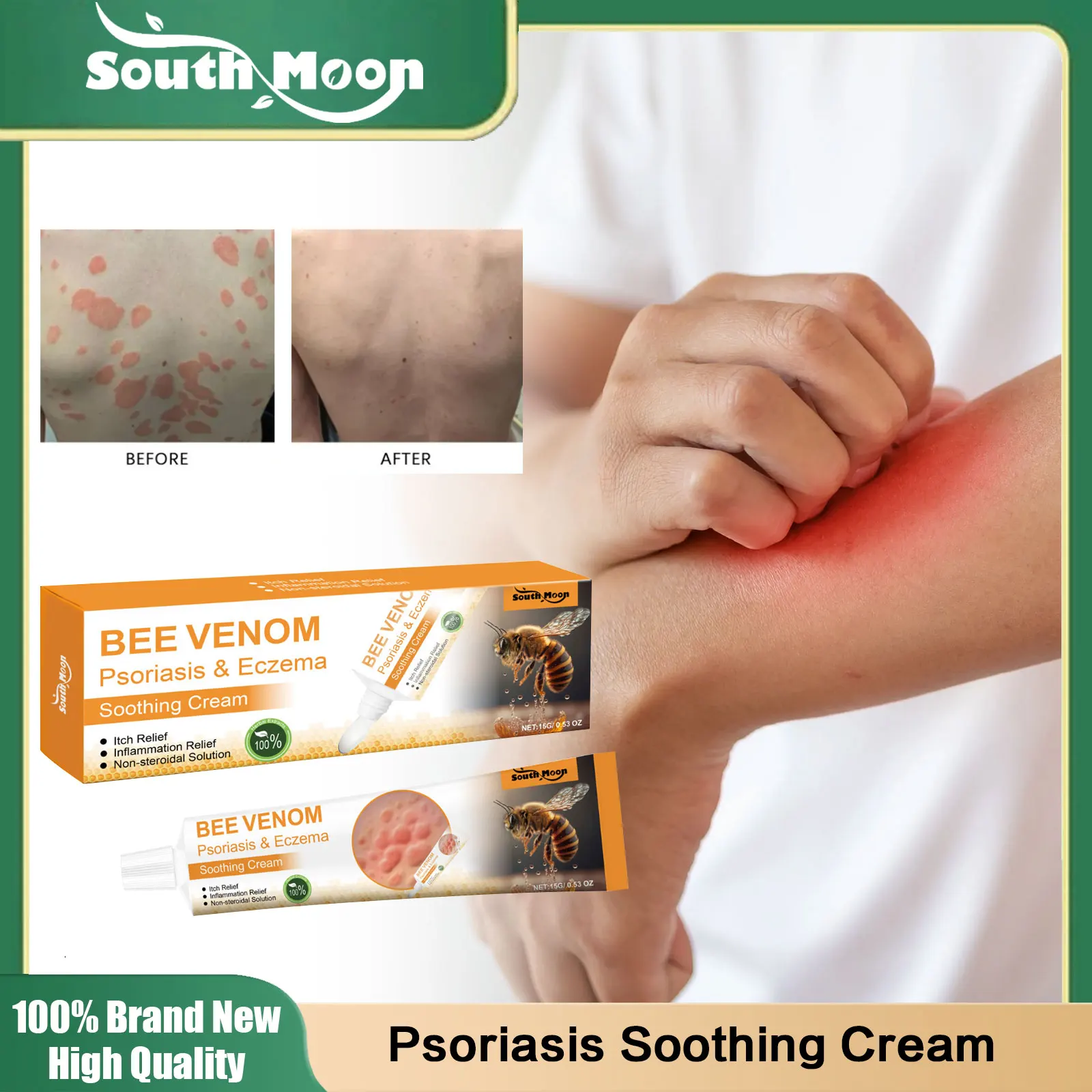 Bee Vonom Psoriasis Treatment Cream Eczema Urticaria Skin Itching Swelling Antibacterial Relieve Rash Desquamation Ointment Care