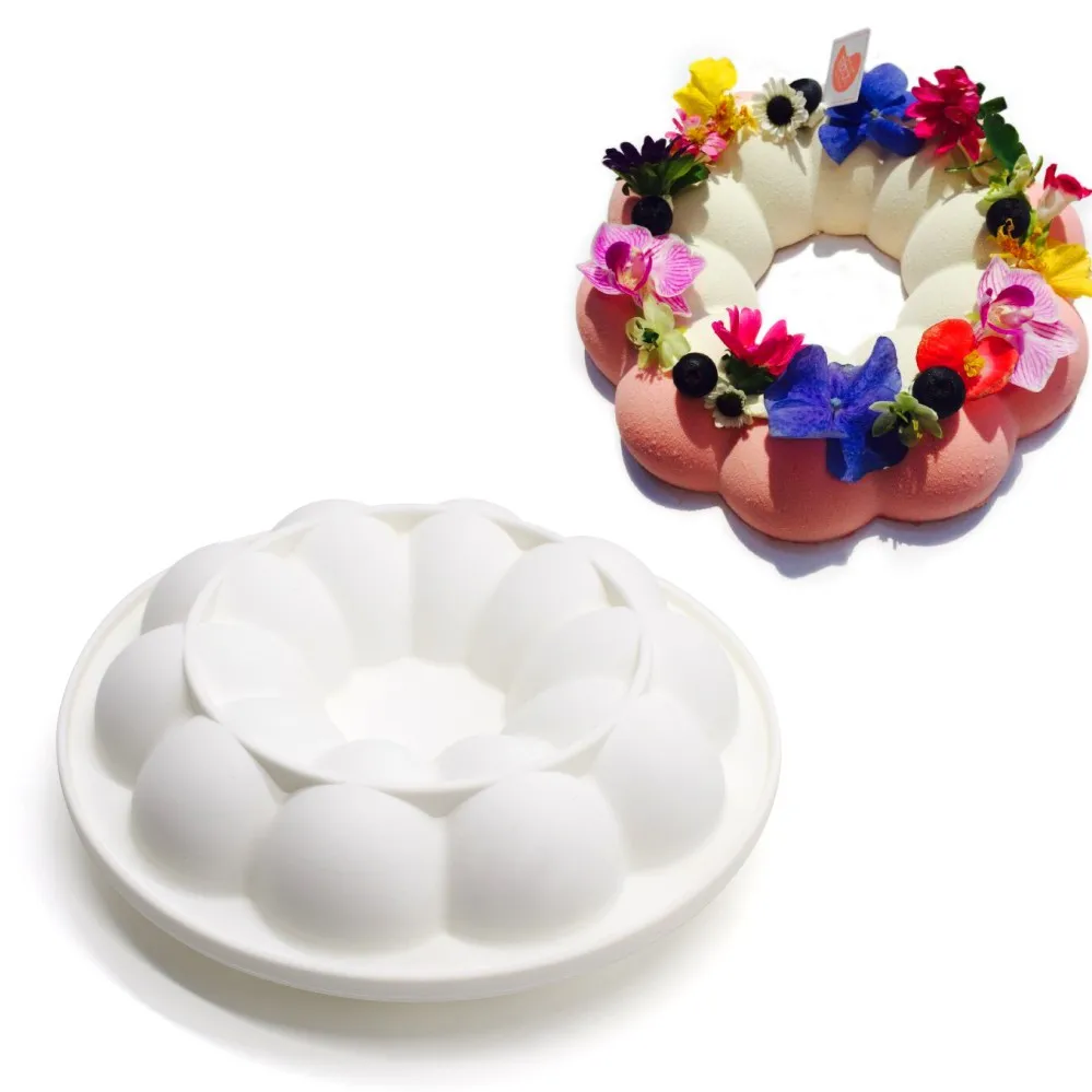 Round Corrugated Big Flower Mousse Cake Mold Taiji Design Silicone Mold for DIY Chocola... - SKU RCMM1913 - UGI Packaging