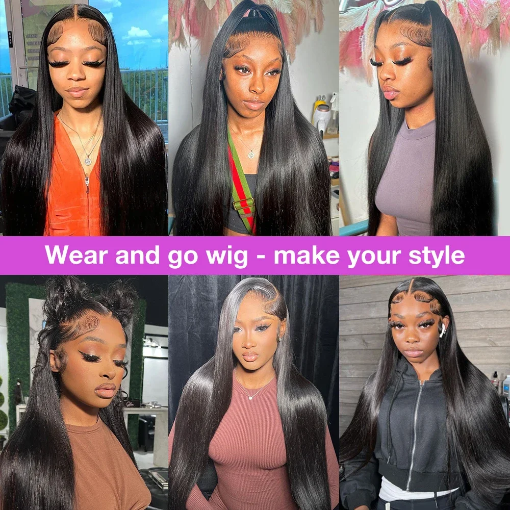250% Density Wear and Go 5x5 Glueless Wig Human Hair Pre Cut Ready to Wear 13x6 Lace Front Wig Straight Human Hair Wig For Women