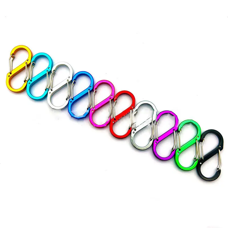8-shaped Mountain-climbing Buckle Aluminum Alloy Double-end Steel Wire Carabiner Clips 1pc5
