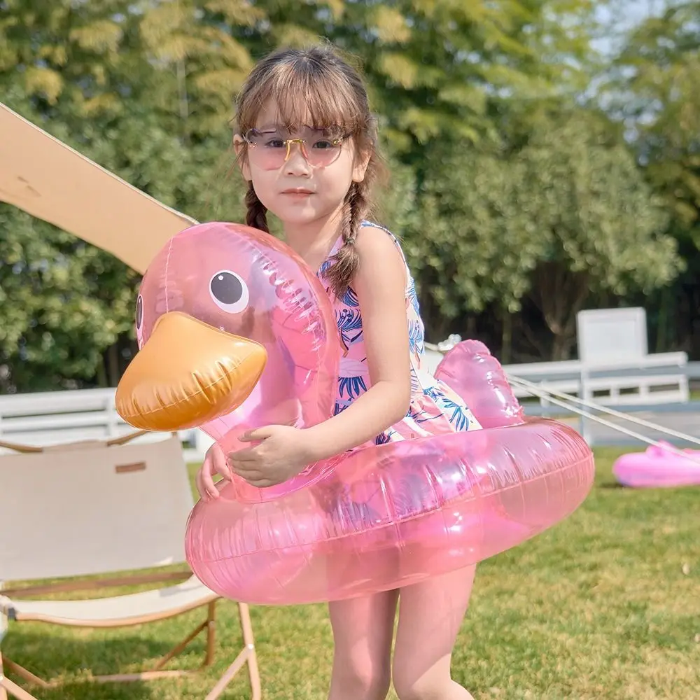 

Transparent Children Duck Swimming Ring Glitter Floating Sequin Water Play Games Seat Inflatable with Seat Beach