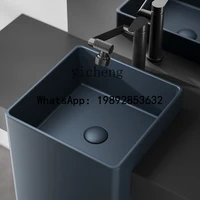 อ่างล้างหน้าทรงสี่เหลี่ยม A1 แบบตั้งพื้น ทำจากเซรามิก สำหรับห้องน้ำ ระเบียง หรือใช้ในบ้าน 5