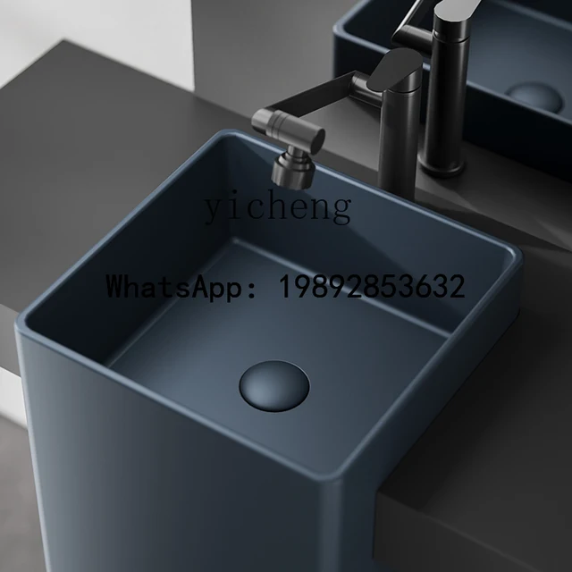 อ่างล้างหน้าทรงสี่เหลี่ยม A1 แบบตั้งพื้น ทำจากเซรามิก สำหรับห้องน้ำ ระเบียง หรือใช้ในบ้าน 5