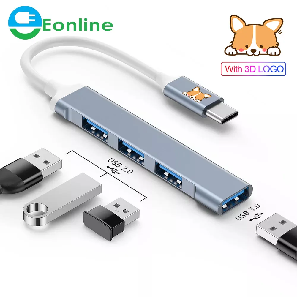 

EONLINE 3D Cartoon OEM USB C HUB 3.0 Type C 4 Port Multi USB Splitter Adapter OTG For HUAWEI Xiaomi Lenovo Macbook PC Computer