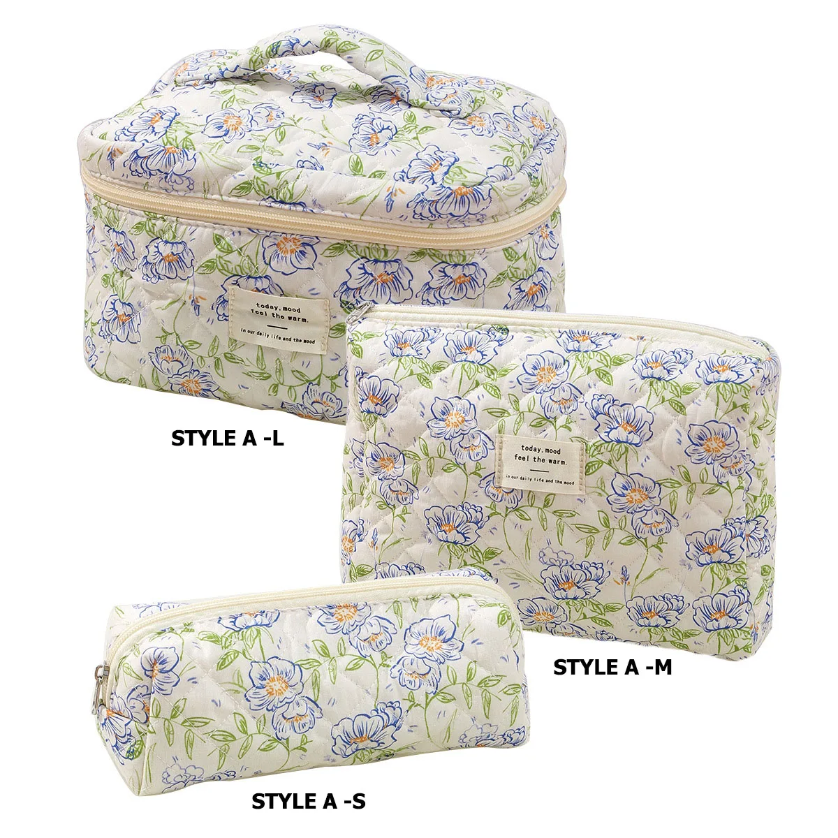 Chic Quilted Cotton Cosmetic Organizer - Portable Zipper Handbag