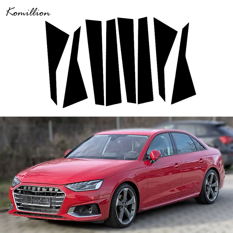 6Pcs Car Door Window Pillar Post Trim Covers Sticker Per Audi A4 B9/8W 4-Door Saloon/Sedan 2016-2023