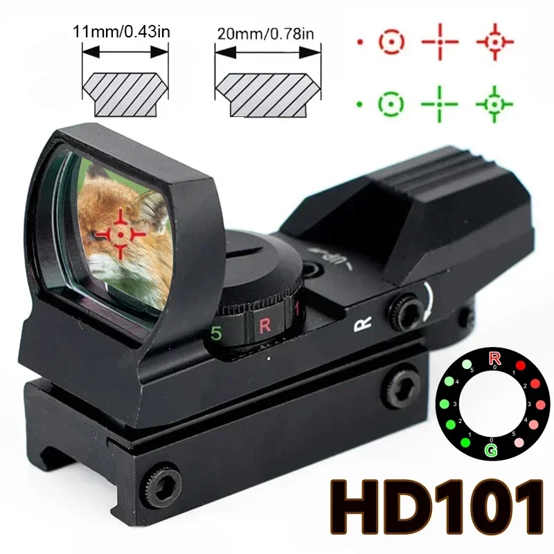 

Telescope HD101 Adjustable Red/Green Crosshair Sight for Tactical Airsoft Rifle Hunting Sniper Plastic