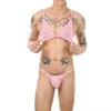 Sexy Bikini Men Gay Underwear Lace Transparent Sissy Bra Briefs Set 1