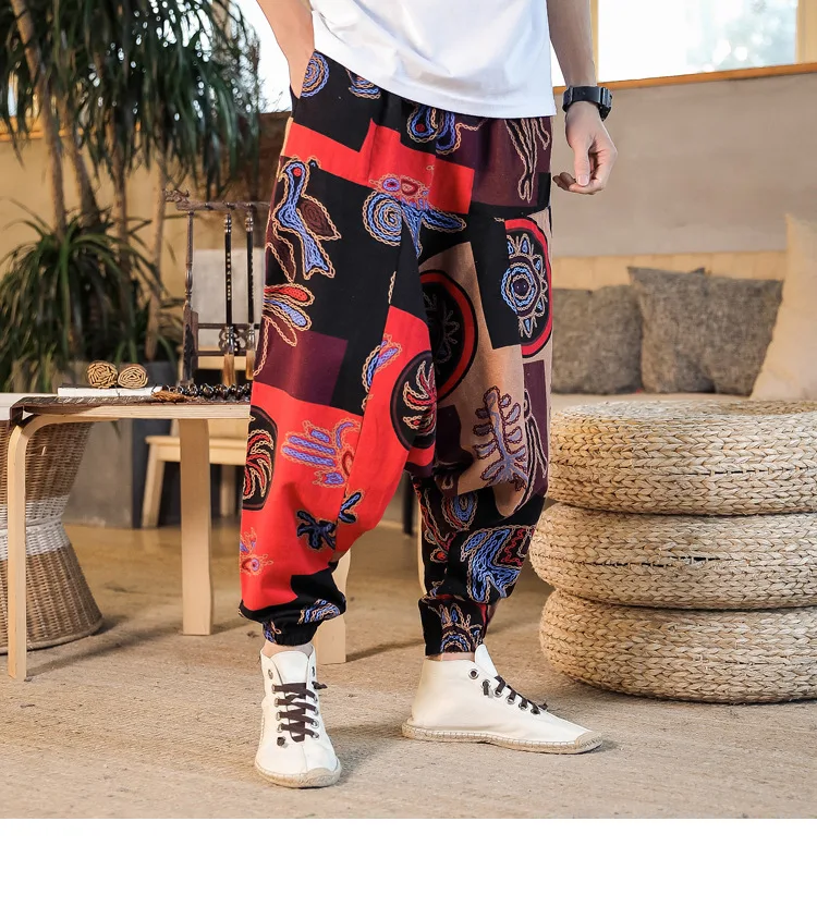 2022 Summer Mens Baggy Cross Pants Men Women Hip-hop Print Wide Leg Pants Male Casual Vintage Long Trousers mens harem joggers