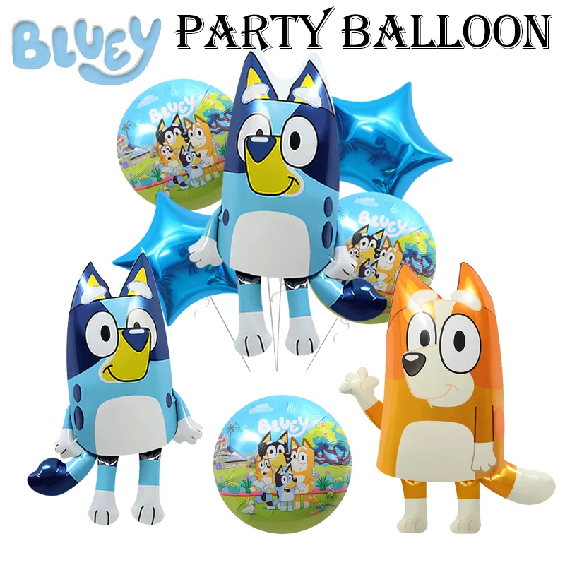 

Hot Cartoon Bluey family shape floating aluminium film balloon birthday set party decoration background props Bluey balloon set