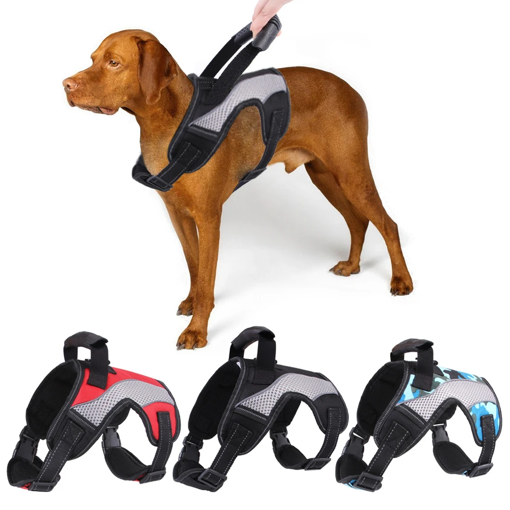 Summer Dog Harness with Leash Adjustable Soft Breathable Dog Vest with Easy Handle for Labrador Large Dogs Dog Supplies