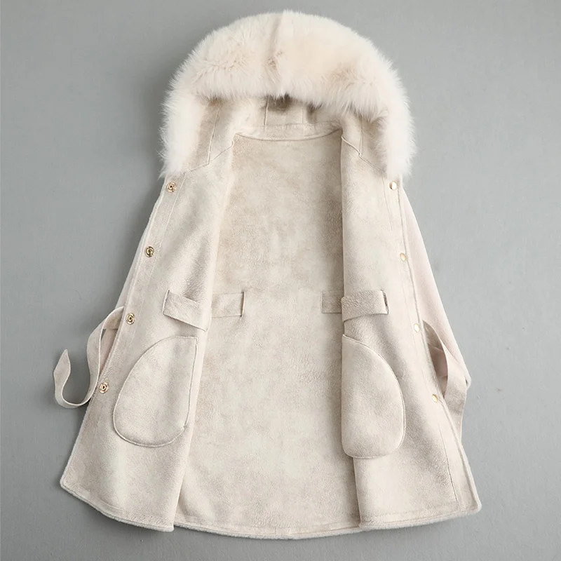 

Fox Female Jacket Fur Real Collar 100% Sheep Shearling Jackets for Women Casacos Femininos Inverno KQN19026-5 LXR101