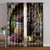 2pcs, Curtain Cloth Grapes & Red Wine Theme Durable Polyester (without rod) Art Deco Festive Use for Bedroom, Kitchen, Office & 1