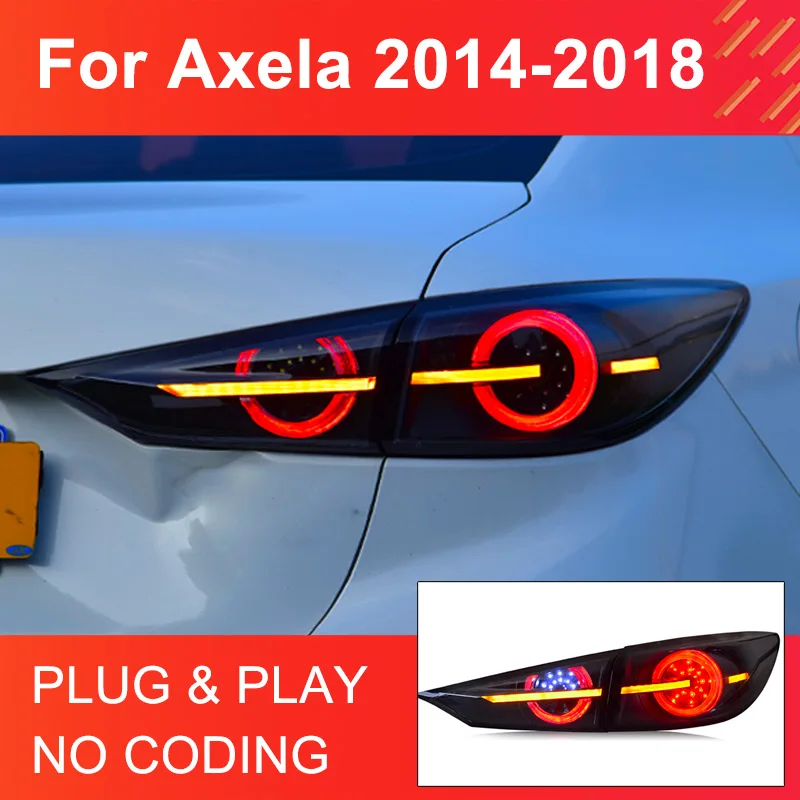 

1 Pair LED Tail Light for Mazda 3 Axela 2014-2018 Taillights Plug and Play with LED Running Dynamic Turning Rear Tail Lamps