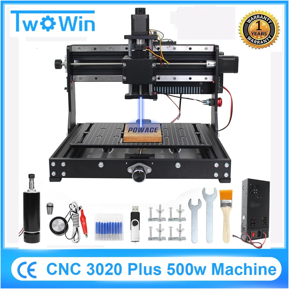 

​ 3 Axis Milling Machine CNC Wood Router 3020 Plus With 500W Spindle GRBL Control DIY Laser Engraving Machine Pcb Cutting Metal