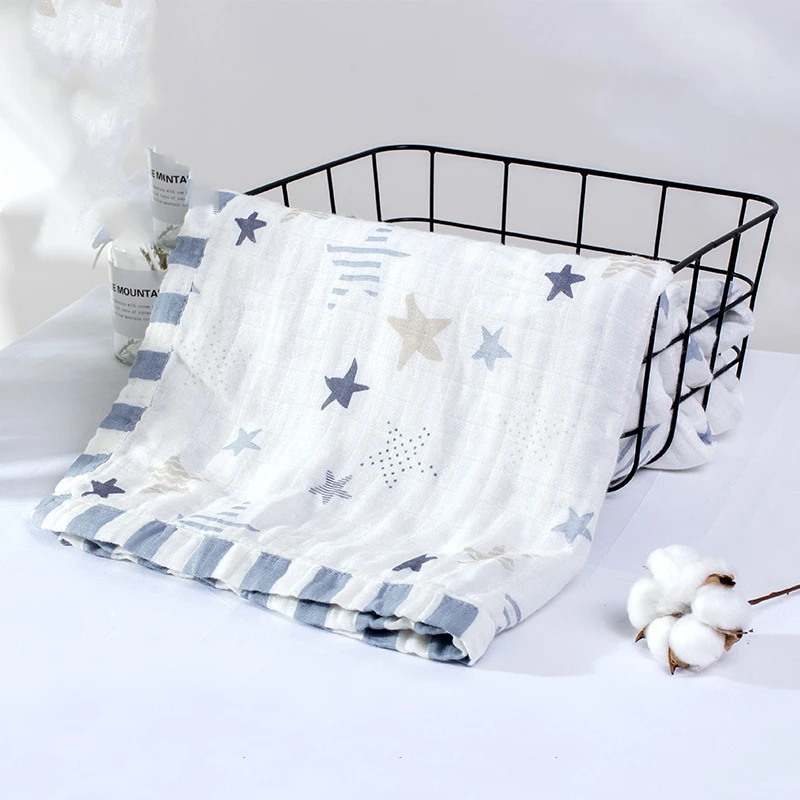 Infant Quilt for All Seasons Six-layer Bamboo Fiber European and American Cartoon Print Baby Blanket