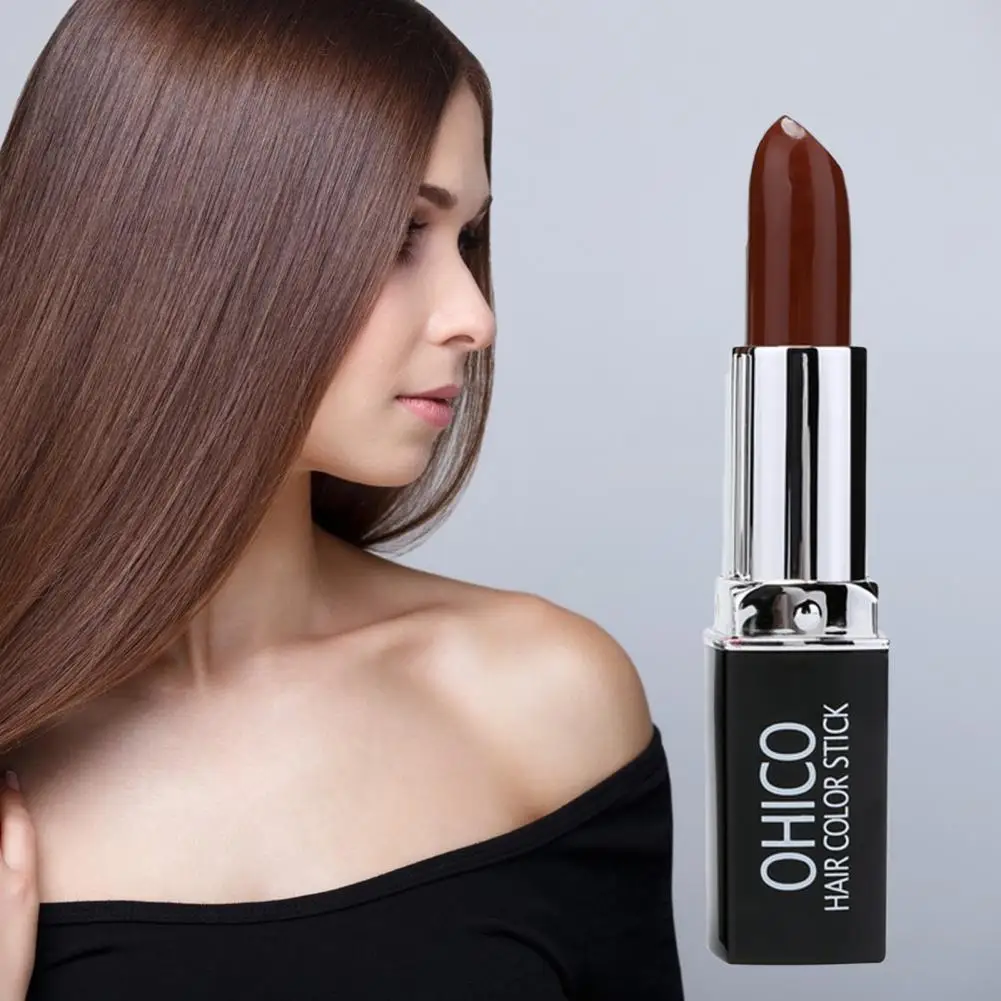 

4g Hair Dye Non-smudge Non-irritating Fast Staining Safe Lipstick Shape Disposable Temporary Hair Chalk Color Pen for Women