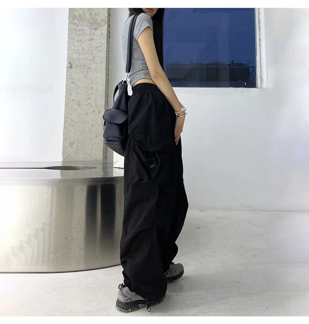 Cargo Pants Women Korean Style Wide Leg Trousers Streetwear Hip Hop Pleated  Pantalon (Color : White, Size : Small) : : Clothing, Shoes &  Accessories