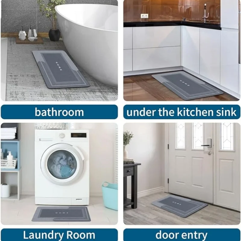 Floor mat 1pc 40*60cm Super Absorbent Floor Mat For Bathroom Non Slip Fast Drying Soft Carpet Shower Tub Outdoor Doormat
