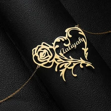 

Personalized Stainless Steel Rose Custom Name Necklaces For Women Men Gold Silver Chain Lover Necklace Jewelry Gift