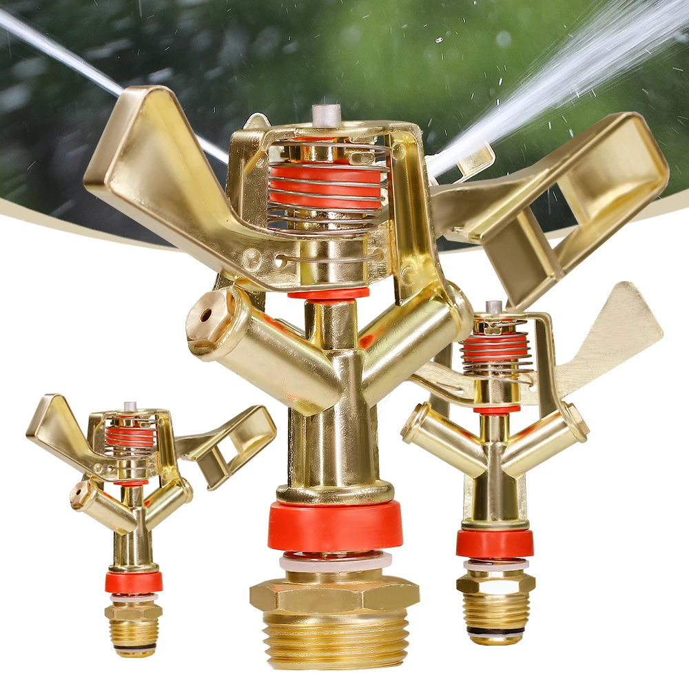 1/2 3/4'' Male Thread Metal Pulsating Sprinkler garden sprinkler irrigation sprinklers garden irrigation nozzle drip irrigation sprinklers 360&deg; Rocker Arm Water Spray Nozzle For Greenhouse Garden Irrigation