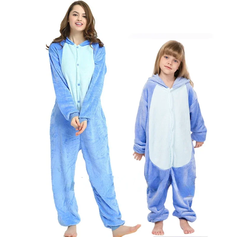 Kids Pajamas Adult Pajamas Cute Cartoon Rabbit Onesies Kigurumi Pajamas Adults Cosplay Jumpsuit Woman Pyjamas Flannel Pijamas Winter Overalls Kids