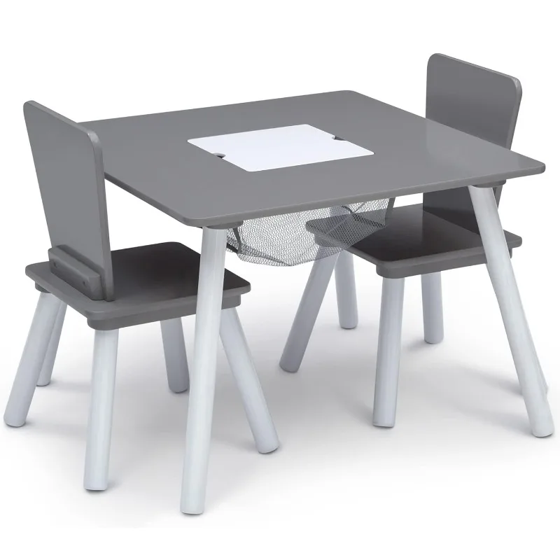 4-Piece Toddler Playroom Set Grey/White