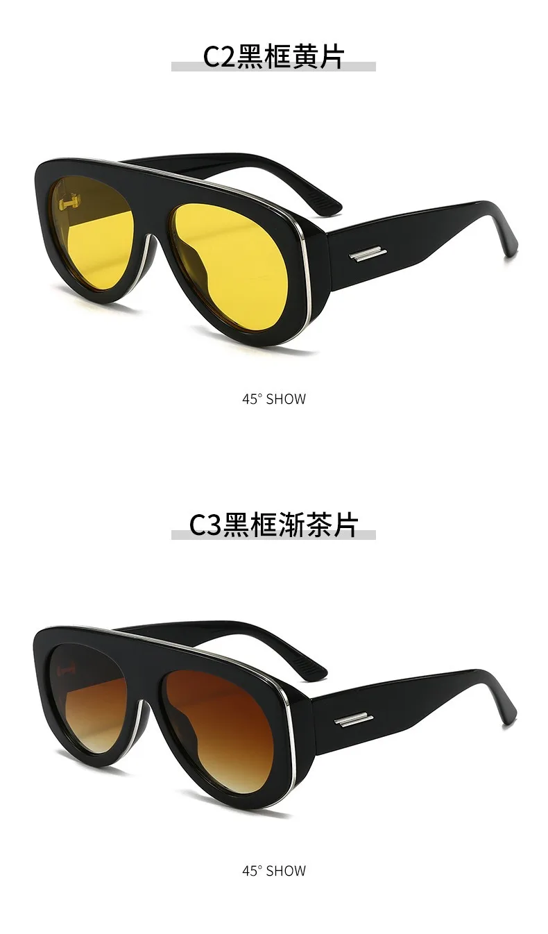 Modische Übergroße Piloten-Sonnenbrille für Damen Luxusmarke Vintage Y2K Punk Sonnenbrillen für Damen Trendige Outdoor-Brillen – Detail 11