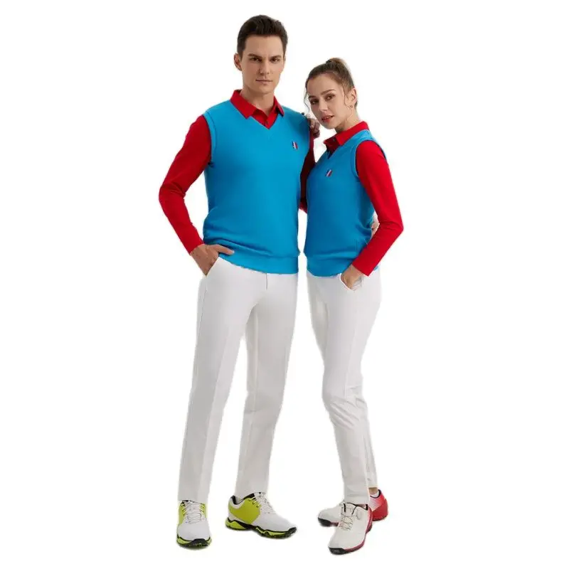 Autumn Winter Golf Vest Men Women V-neck Sleeveless Couple Sweaters Vests Breathable Quick Dry Slim Casual Sports Waistcoat