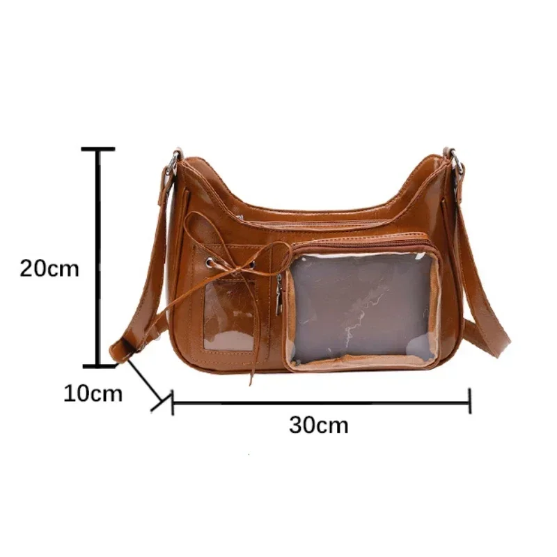 Y2k Harajuku Shoulder Bag Women Korean Transparent Ita Bag School Crossbody Bag Female Japanese Designer Preppy Handbag Purse