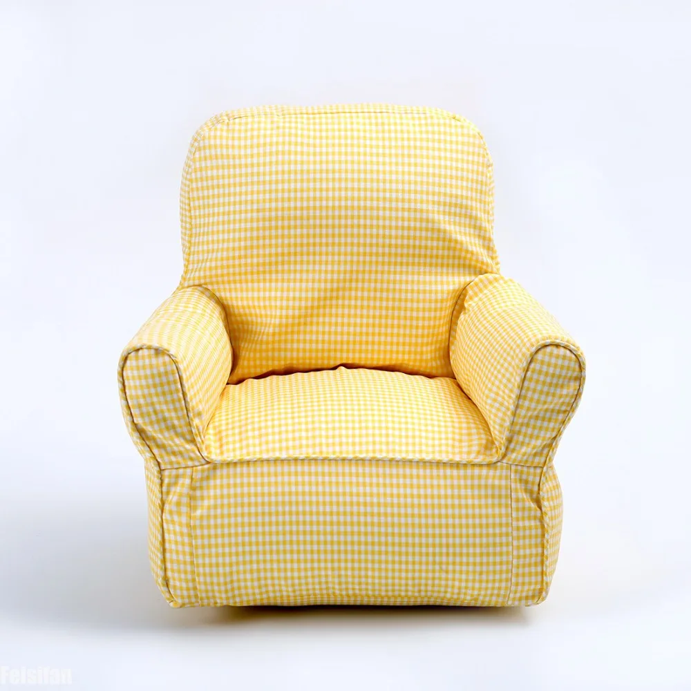 INS Children's Single Bean Bag Sofa Plaid Canvas Mini Chair Seat Kindergarten Early Education Institution Baby Furniture