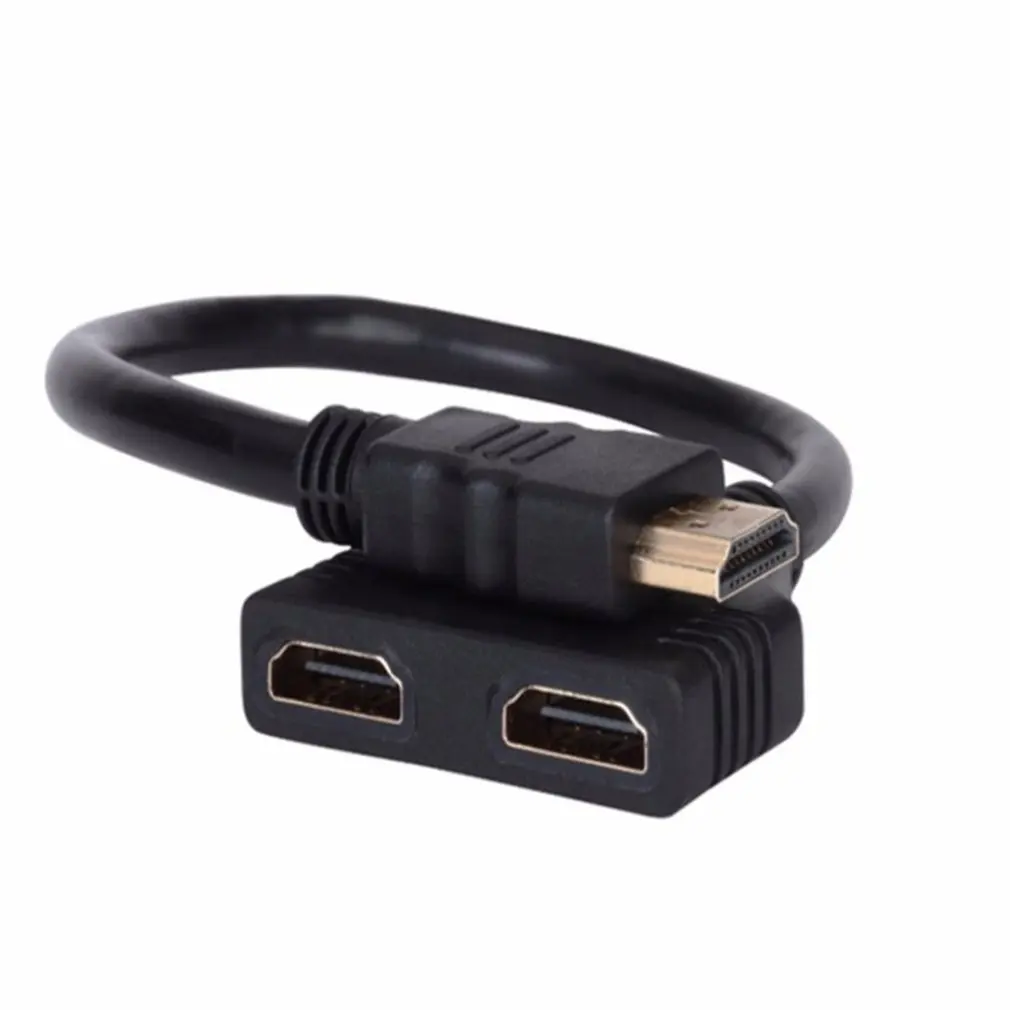 

HDMI-compatible 2 Dual Port Y Splitter 1080P HDMI-compatible v1.4 Male to Double Female Adapter Cable 1 In 2 Out