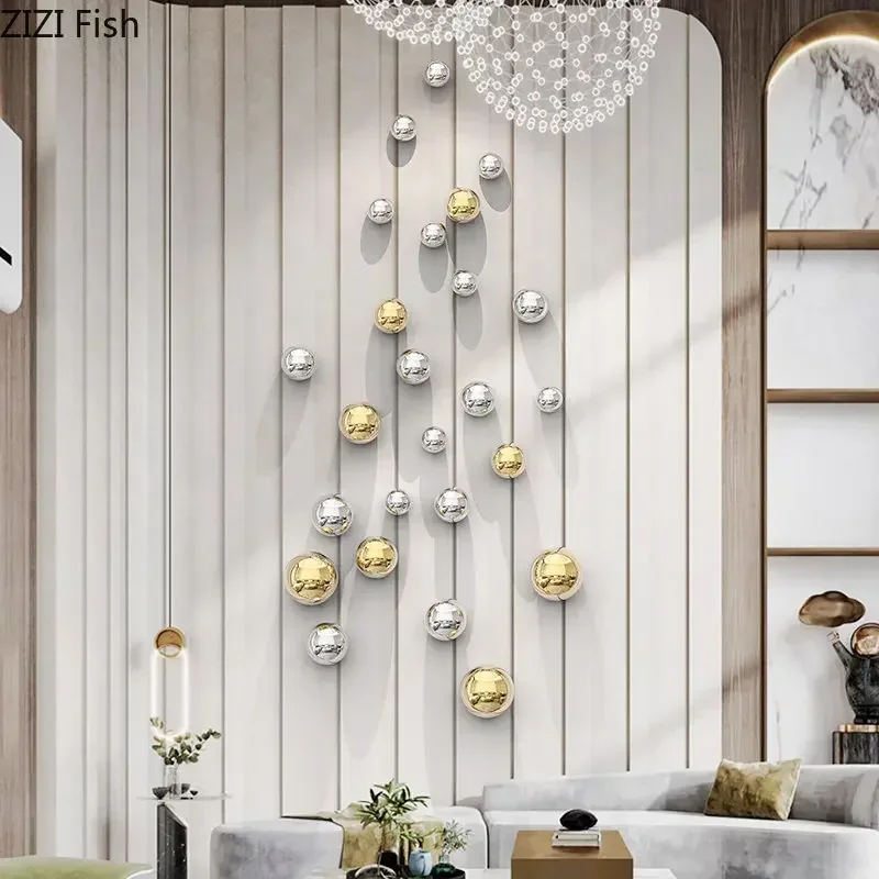 Golden/silver Ball Wall Hanging Ornaments Set Room Aesthetics Decor Round Ball Pendants Living Room Decoration Wall Display 2