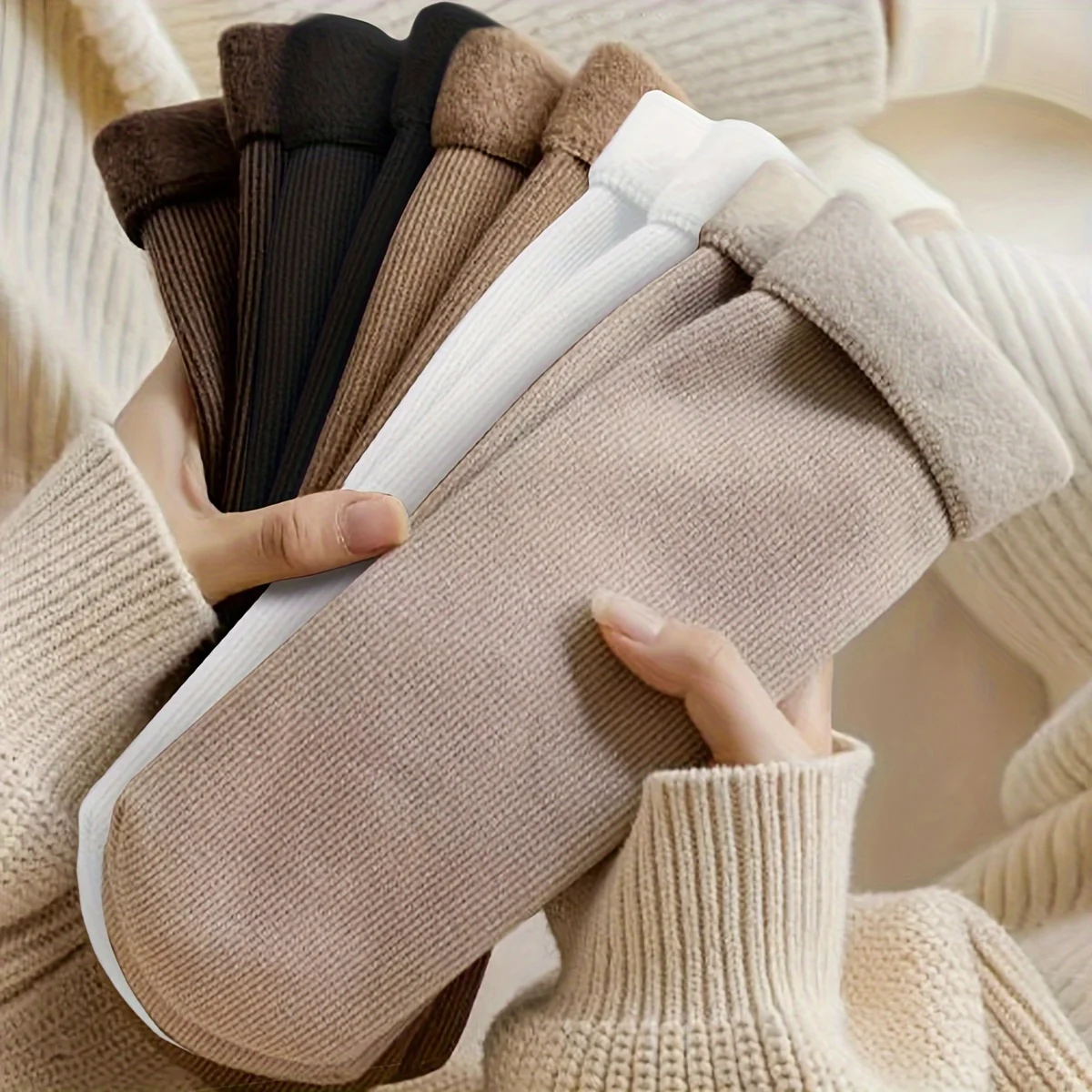 5 Pairs Women's Thick Warm Socks – Soft Solid Color Mid-Calf Crew Socks, Cozy Versatile Winter & Autumn Everyday Socks