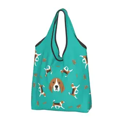 Beagle Bunch Grocery Shopping Bag Custom Shopper Tote Shoulder Bag Large Capacity Portable Handbag