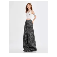 Vintage Camouflage Print Plus Size Wide Leg Pants Y2K Streetwear Fashion American Pants for Women High Waist All-match Trousers - Image 2