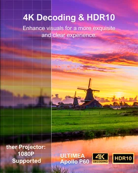 ULTIMEA Native 1080P Projector 4K Home Theater Projector with Obstacle Avoidance,Auto Focus,6D Keystone,5G WiFi Bluetooth Beamer 3