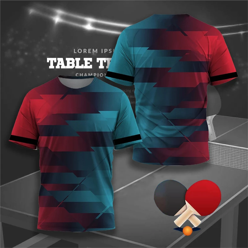 Table Tennis Gym Graphic T Shirts Fashion Ping-Pong Sports T Shirt For Men Clothes Competitive Training O-Neck Casual Tee Tops