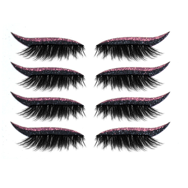 Pairs False Eyelashes Eyeliner Sticker Self-Adhesive Cat Eyes Strips Reusable Waterproof Shiny Eyeliner Stickers Makeup Tools
