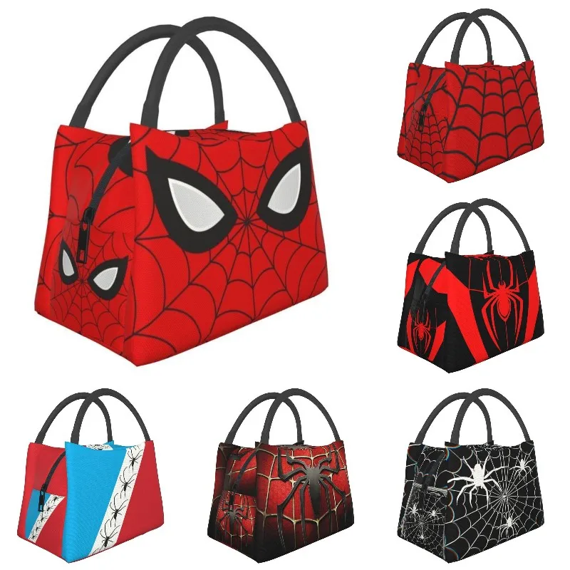 

Классическая изолированная сумка-тоут для ланча с красным пауком для женщин, многоразовый термоохладитель, коробка для бенто, для кемпинга и путешествий