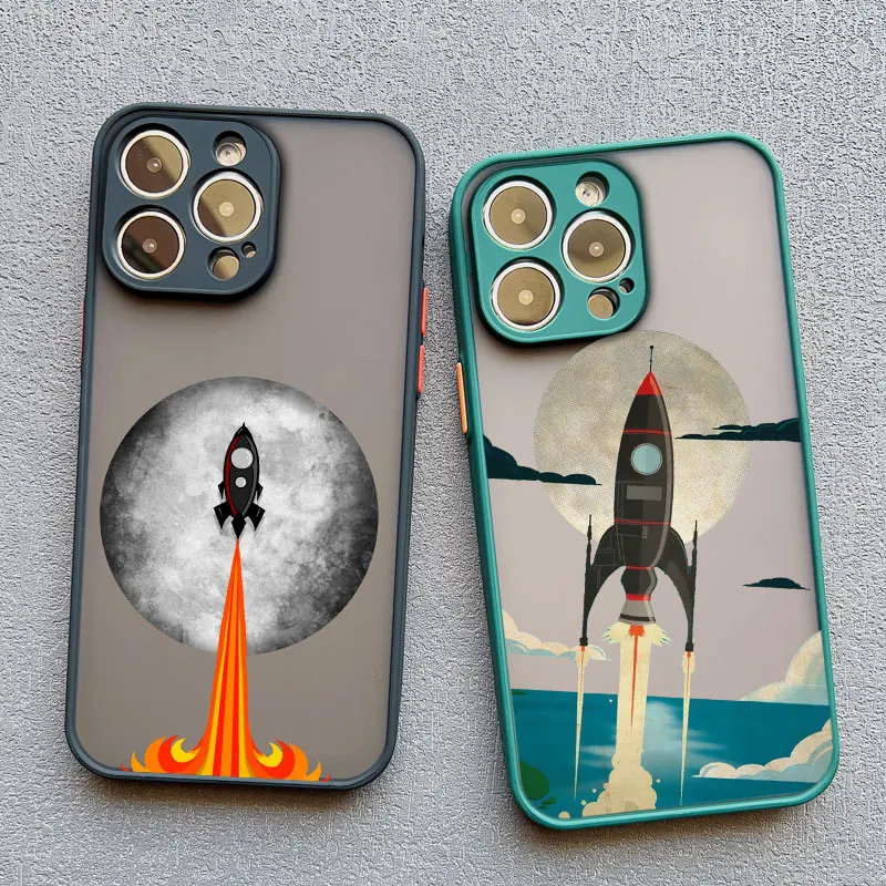 Niedliche Raumfahrer Cartoon Raumschiff Handy hülle für iPhone 13 11 Pro Max Mini 15 14 12 Pro Max XS XR XS stoß feste Rückseite Stoßstange