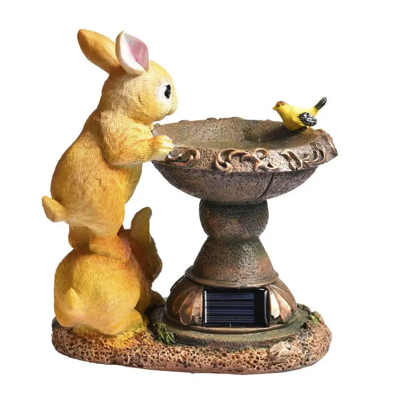 

New Solar LED Light Rabbit Sculpture Courtyard Animal Bunny Figurine Decoration Solar Bunny Drinking Water Lamp Decoration