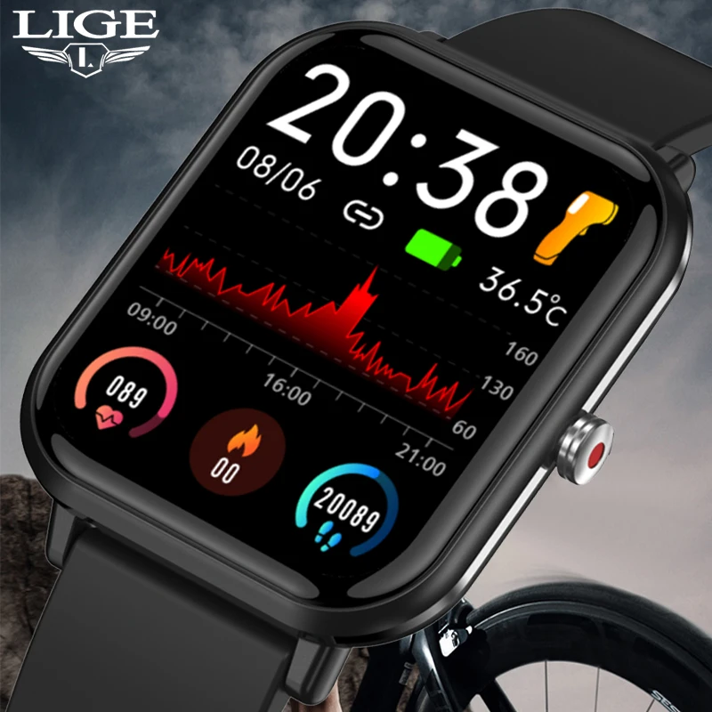 

Смарт-часы LIGE мужские водонепроницаемые с поддержкой Bluetooth и сенсорным экраном