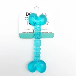 Interactive Bite - Resistant Pet Dog Toys: Boredom - Busting Rubber Bones & Rings - S (Crystal blue)